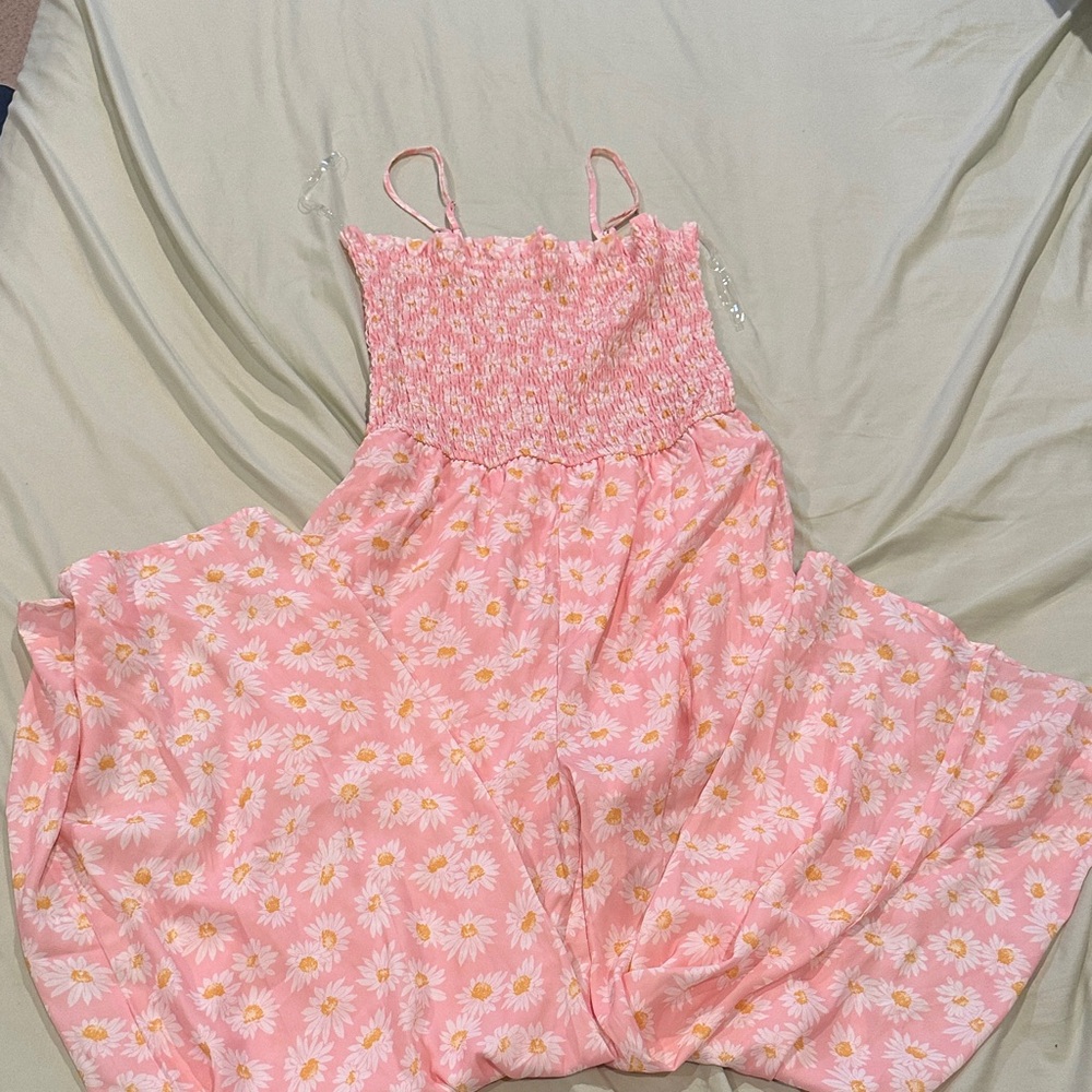Pink Daisy Smocked jumpsuit